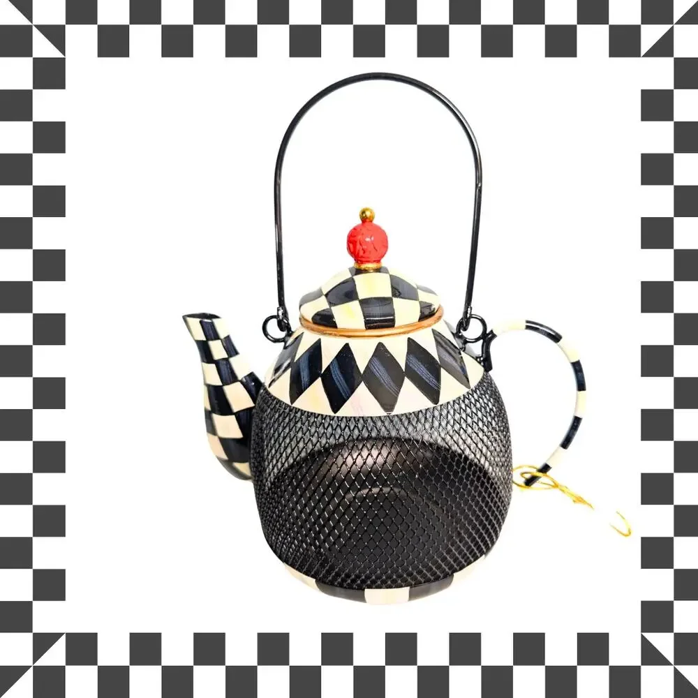 MacKenzie-Childs Courtly Check Tea Pot Bird Feeder, Small 10.5